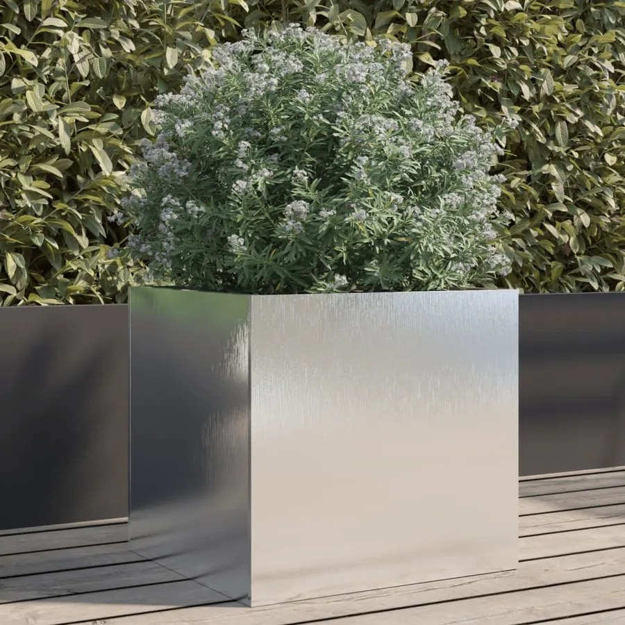 Jardinière argenté 42x40x39 cm acier inoxydable
