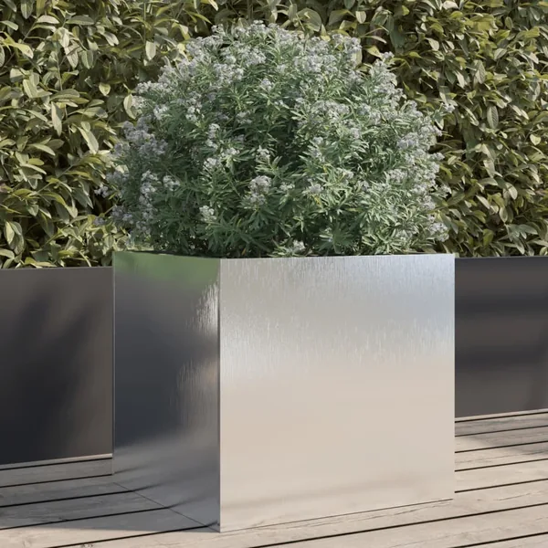 Jardinière argenté 42x40x39 cm acier inoxydable
