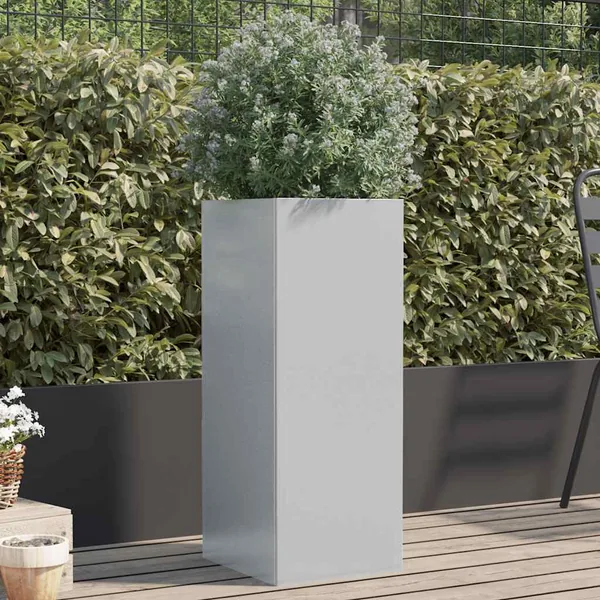 Jardinière argenté 32x29x75 cm acier galvanisé