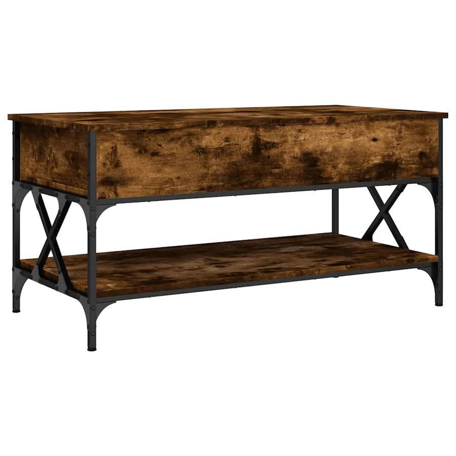 Table basse chêne fumé 100x50x50 cm bois d'ingénierie et métal - 2