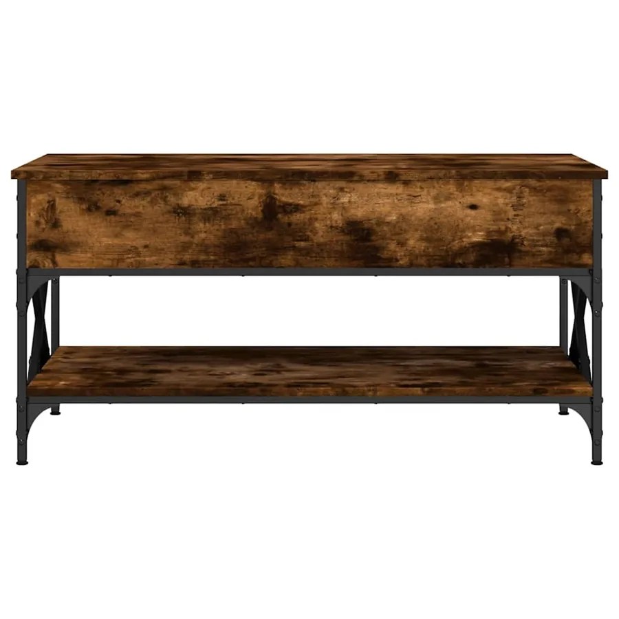 Table basse chêne fumé 100x50x50 cm bois d'ingénierie et métal - 5