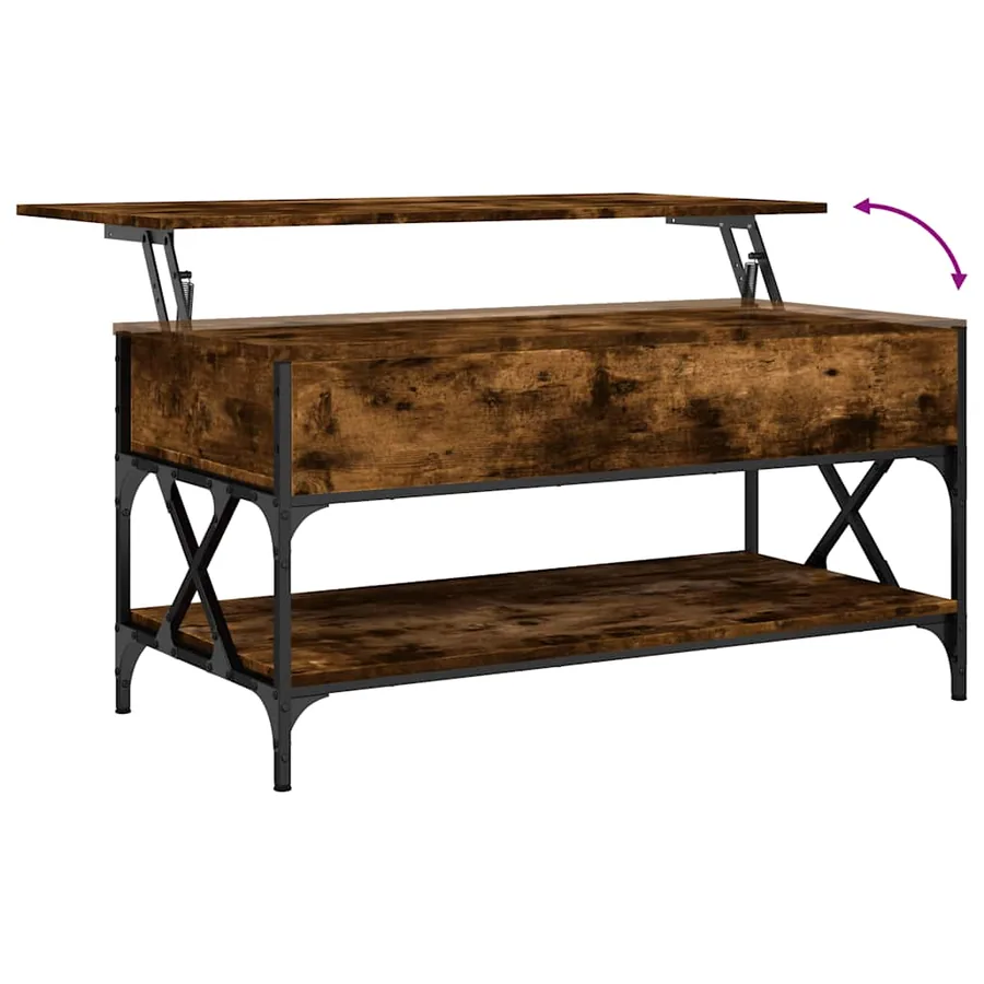 Table basse chêne fumé 100x50x50 cm bois d'ingénierie et métal - 8