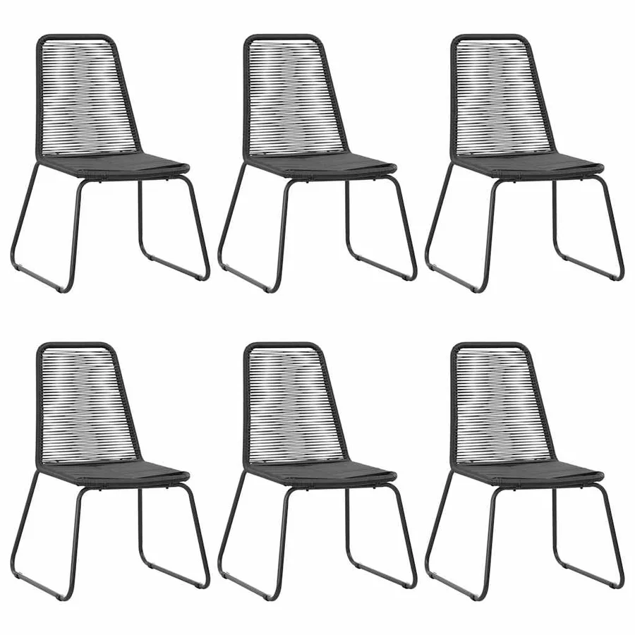 Ensemble à manger de jardin 7 pcs PVC résine tressée noir - 4