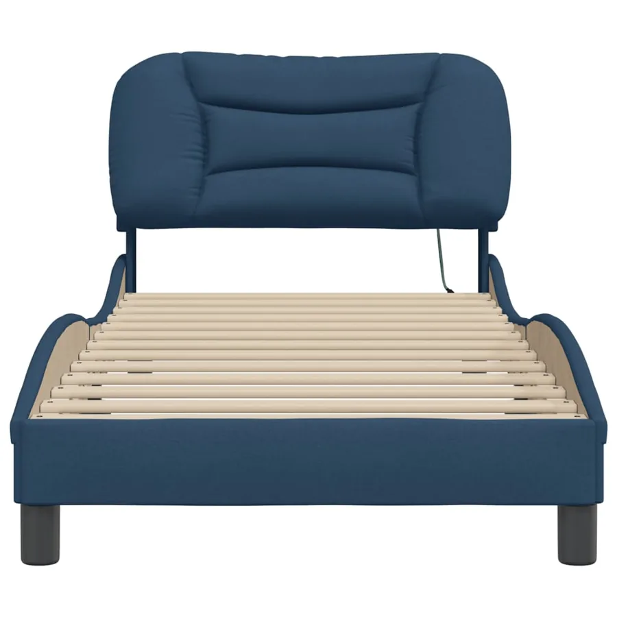 Cadre de lit avec LED sans matelas Hvar bleu 90x190 cm tissu - 6