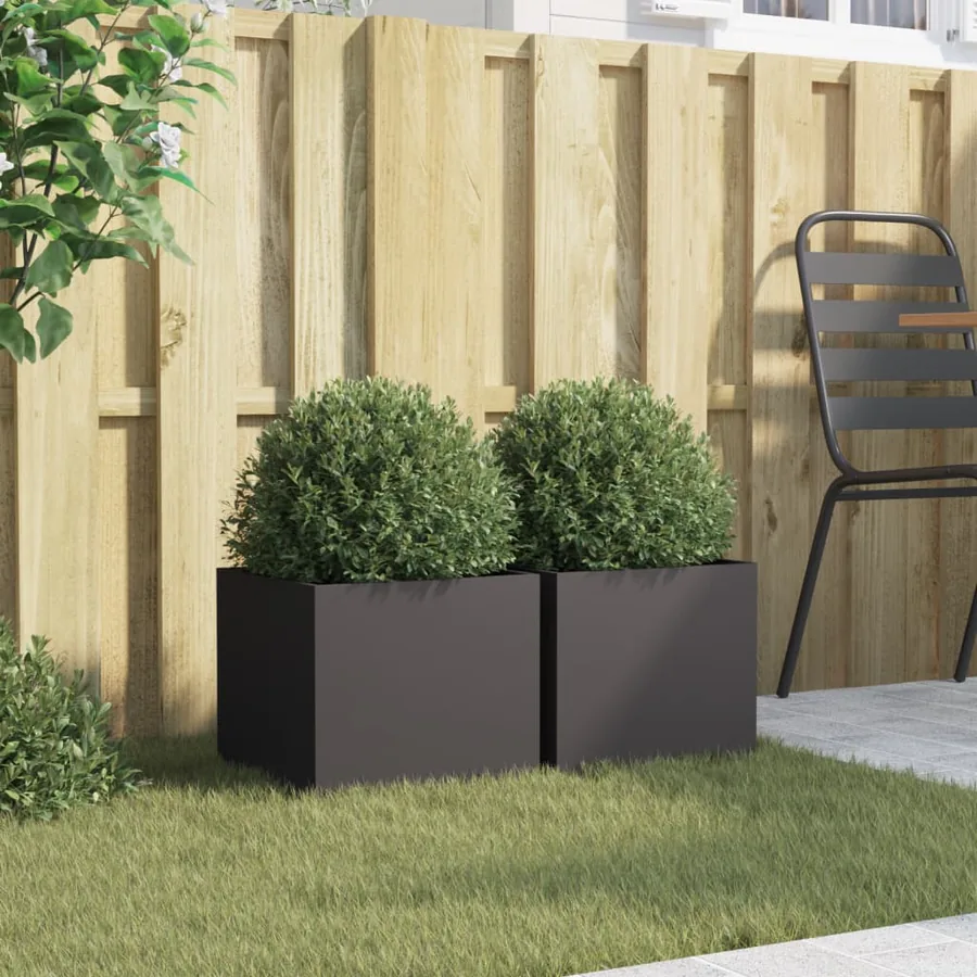 Jardinières 2 pcs noir 32x30x29 cm acier - 3
