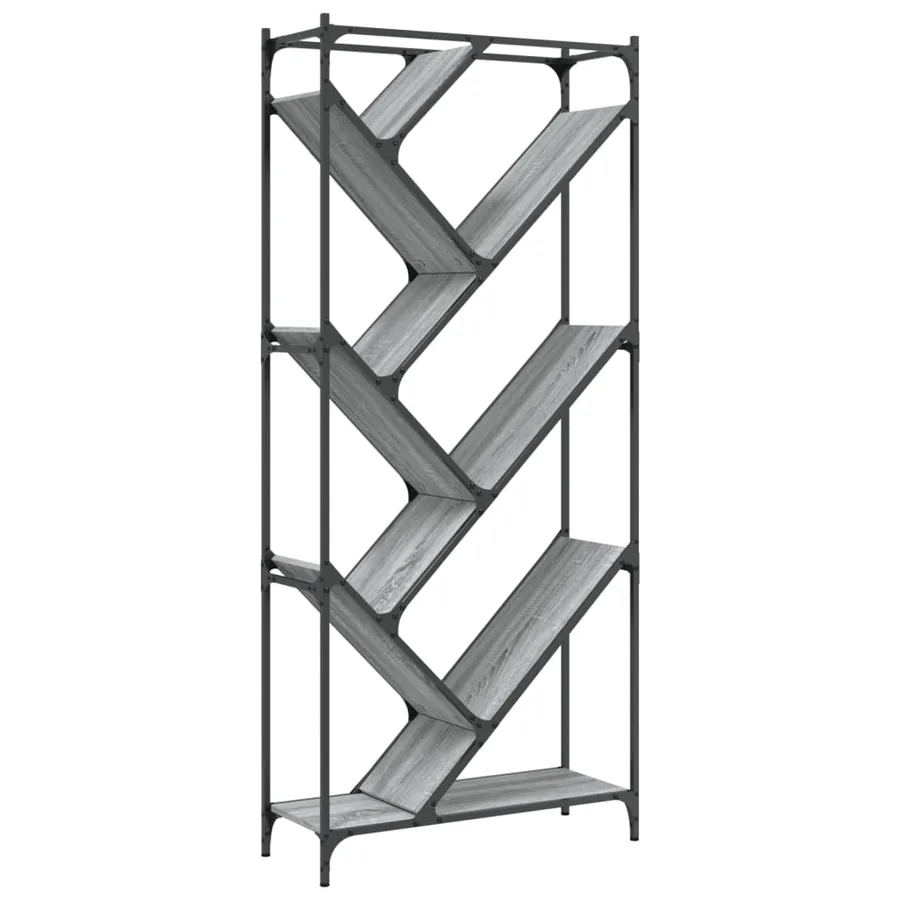 Bibliothèque sonoma gris 79x30x180 cm bois ingénierie et métal - 7