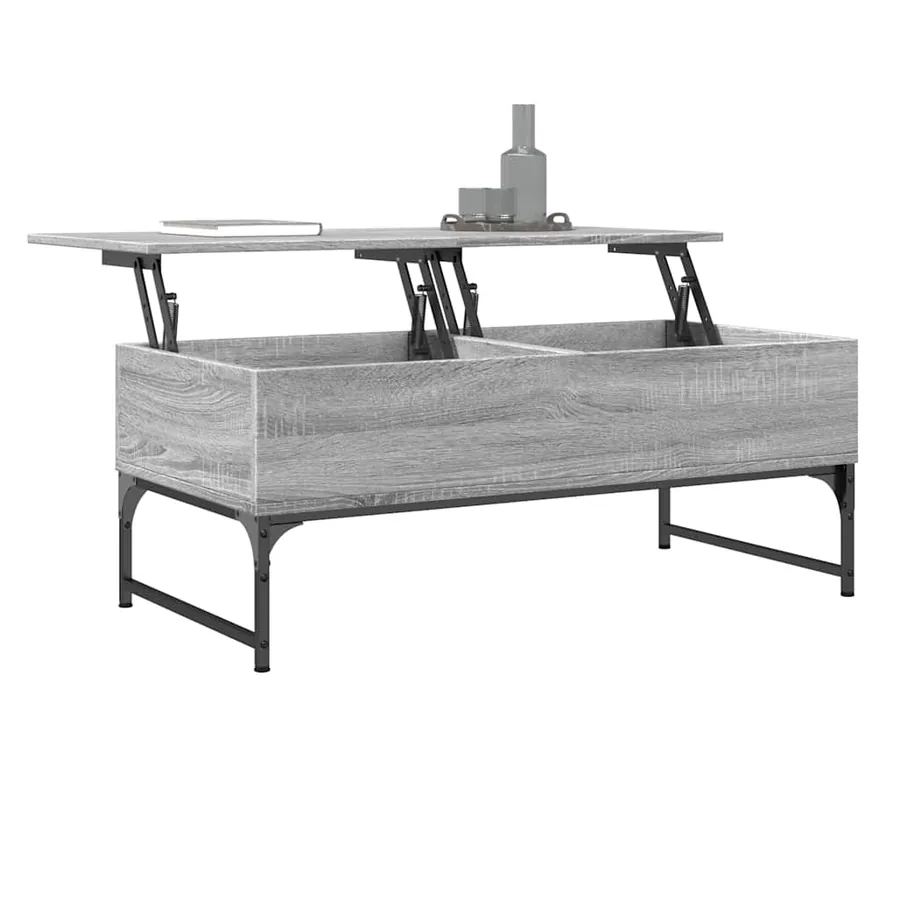 Table basse sonoma gris 100x50x40 cm bois d'ingénierie et métal - 4