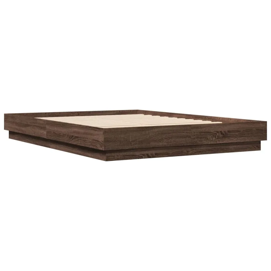 Cadre de lit avec LED sans matelas chêne marron 160x200 cm - 3