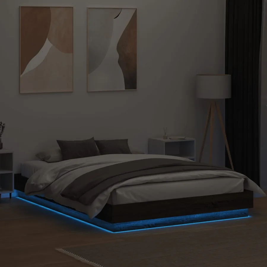 Cadre de lit avec LED sans matelas chêne marron 160x200 cm - 4