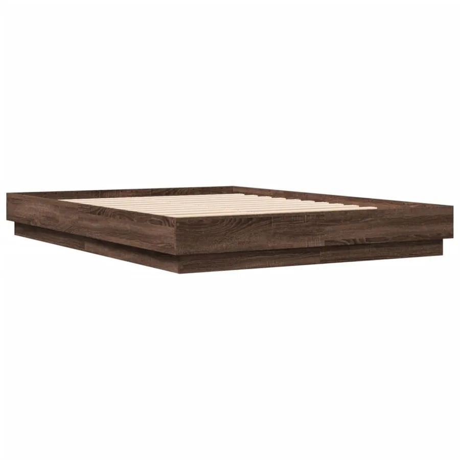Cadre de lit avec LED sans matelas chêne marron 160x200 cm - 7