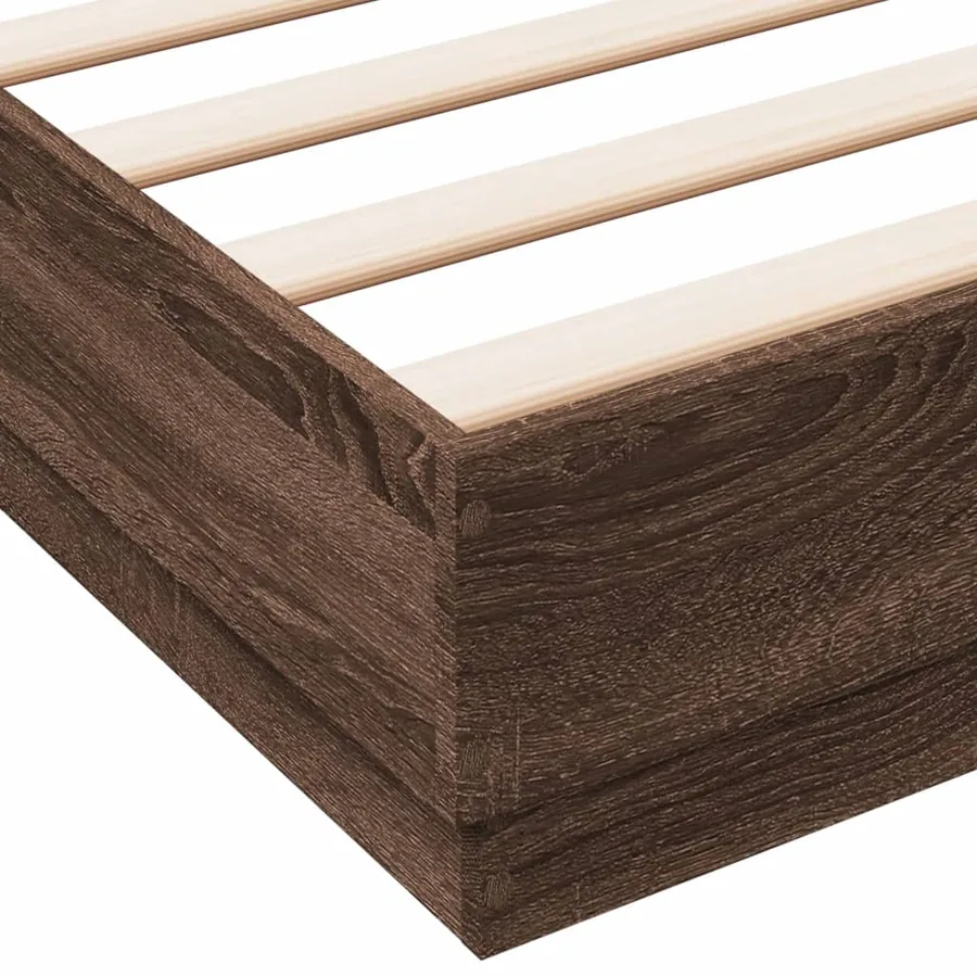 Cadre de lit avec LED sans matelas chêne marron 160x200 cm - 8