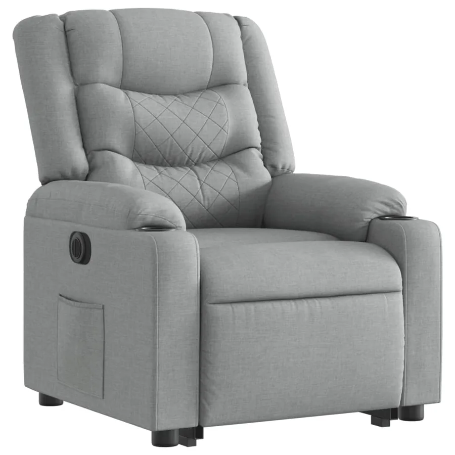 Fauteuil inclinable électrique gris clair tissu - 4