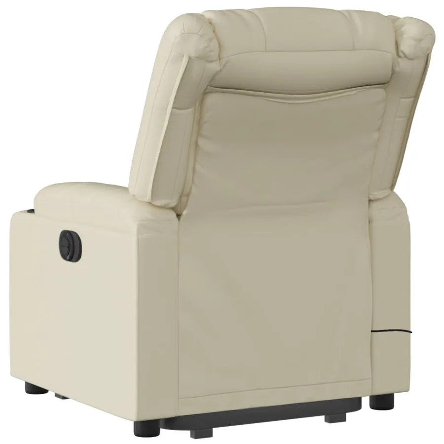 Fauteuil inclinable de massage électrique crème similicuir - 5