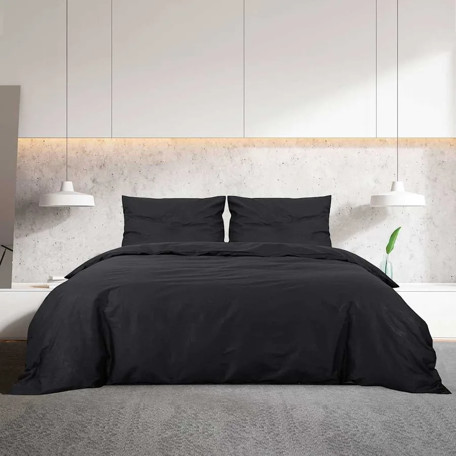Ensemble de housse de couette Noir 200x200 cm Microfibre légère - 3