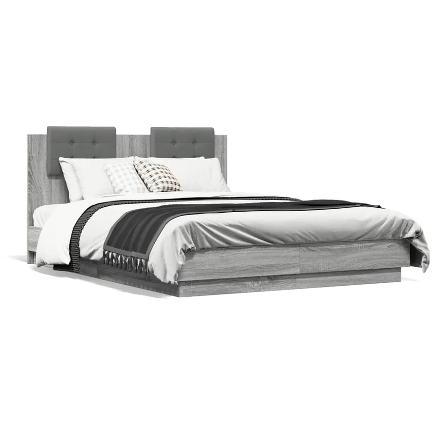Cadre de lit sans matelas sonoma gris 135x190 cm - 2