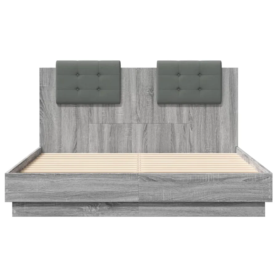 Cadre de lit sans matelas sonoma gris 135x190 cm - 4