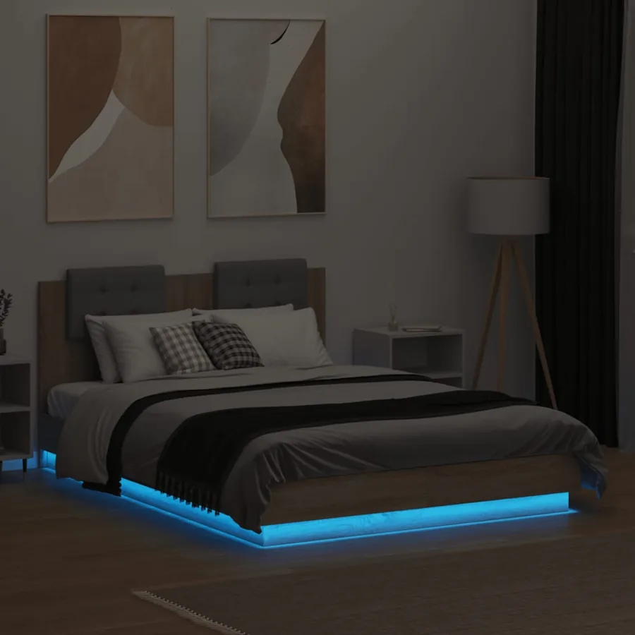 Cadre de lit avec LED sans matelas chêne sonoma 120x190 cm - 4