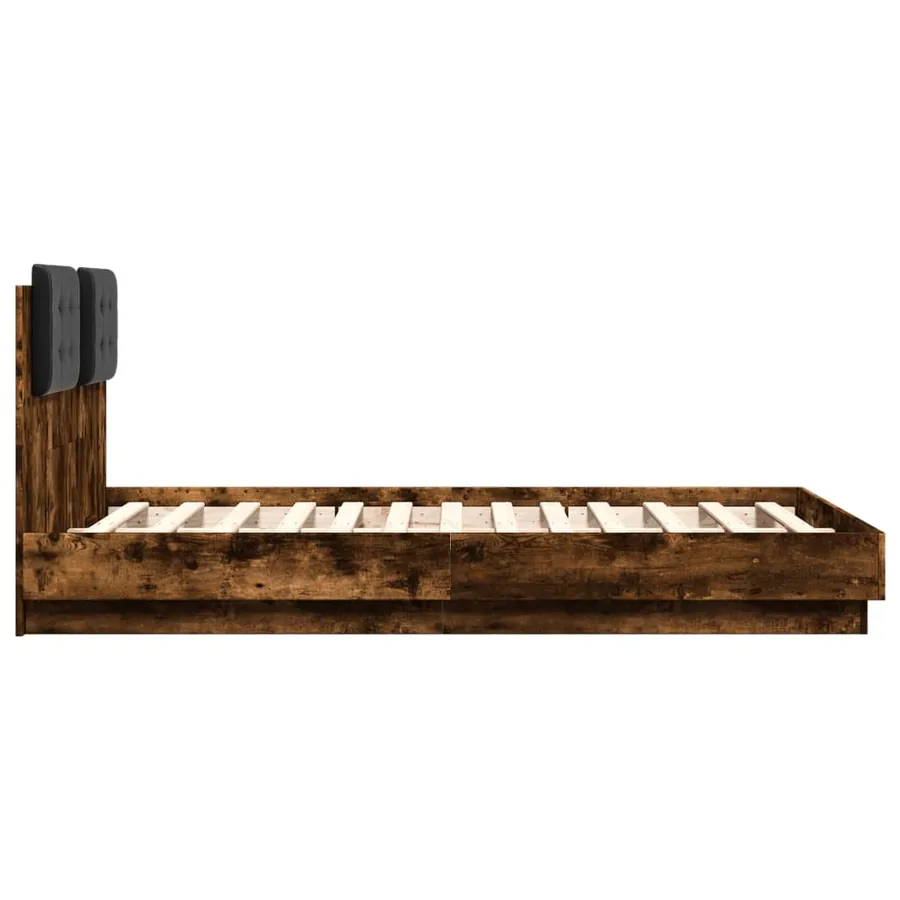 Cadre de lit avec LED sans matelas chêne fumé 120x190 cm - 7