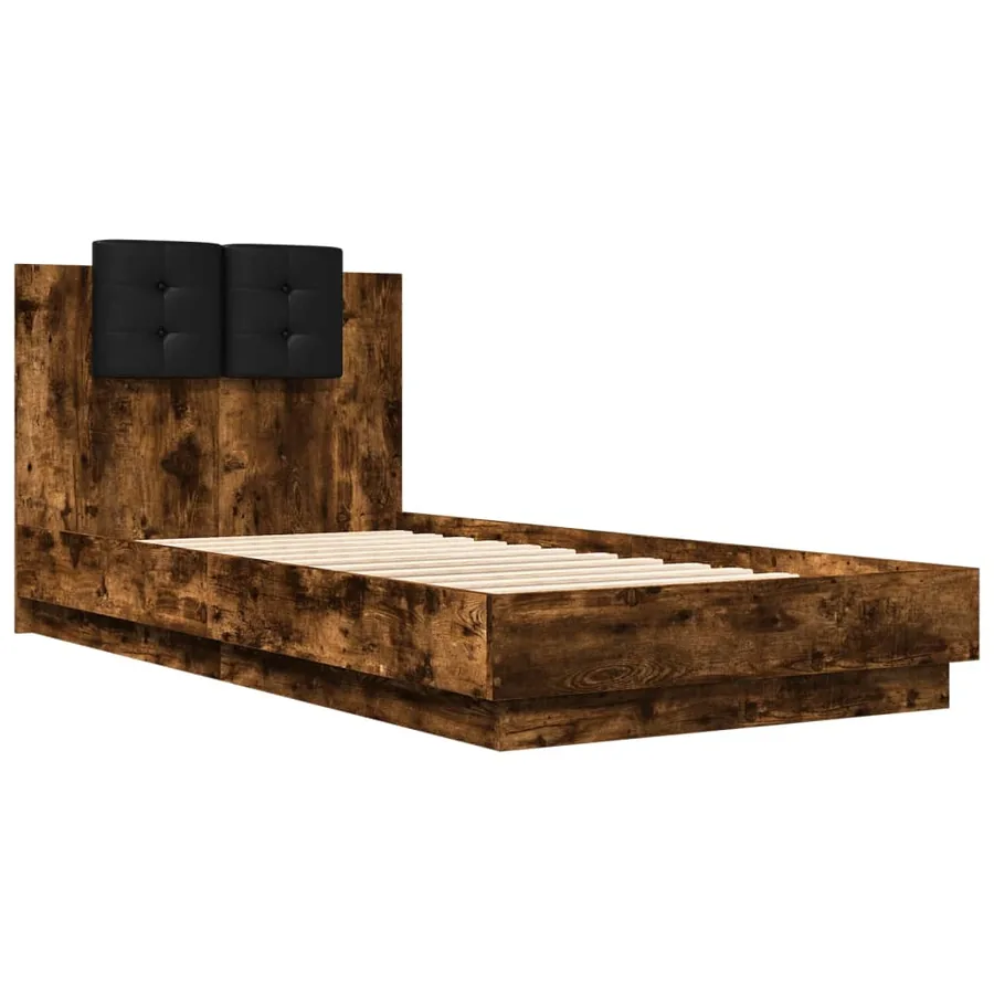 Cadre de lit avec LED sans matelas chêne fumé 90x190 cm - 3