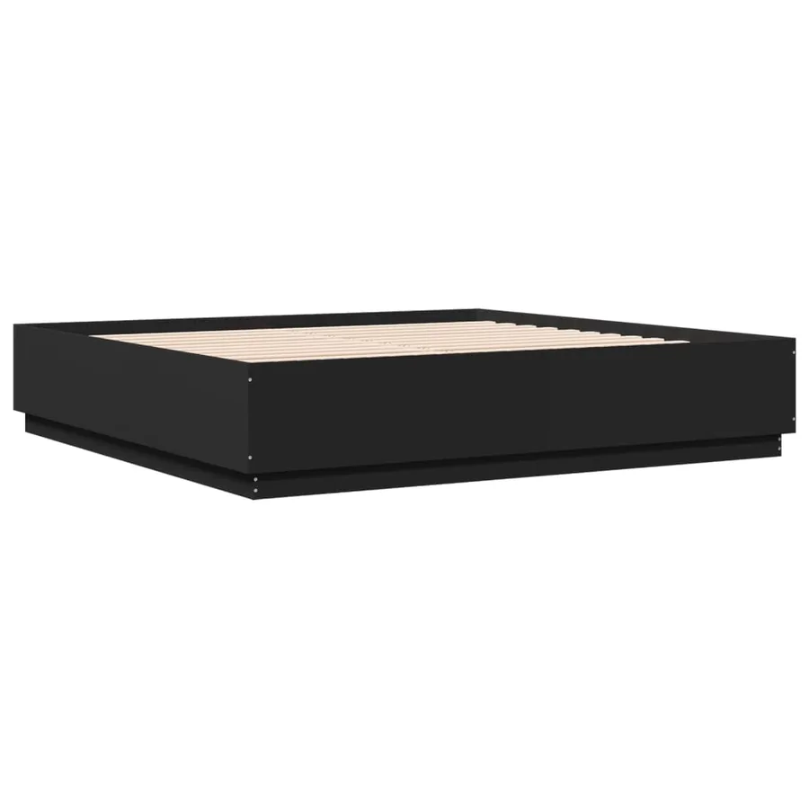 Cadre de lit avec LED sans matelas noir 200x200 cm - 3