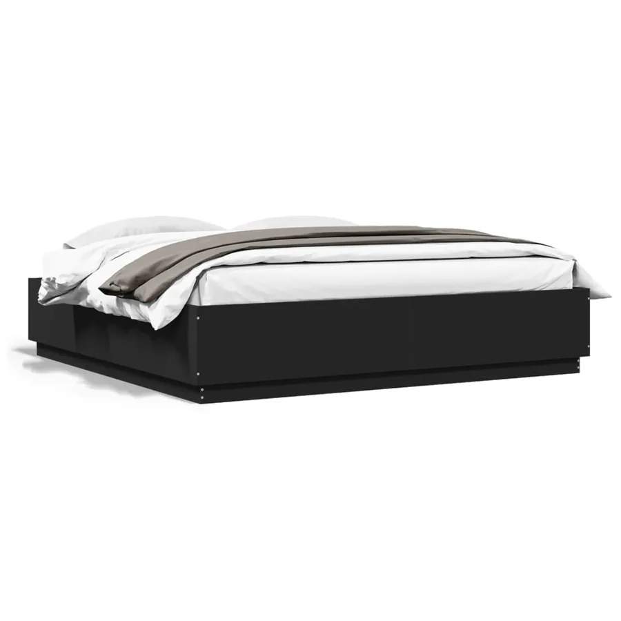 Cadre de lit avec LED sans matelas noir 200x200 cm - 5