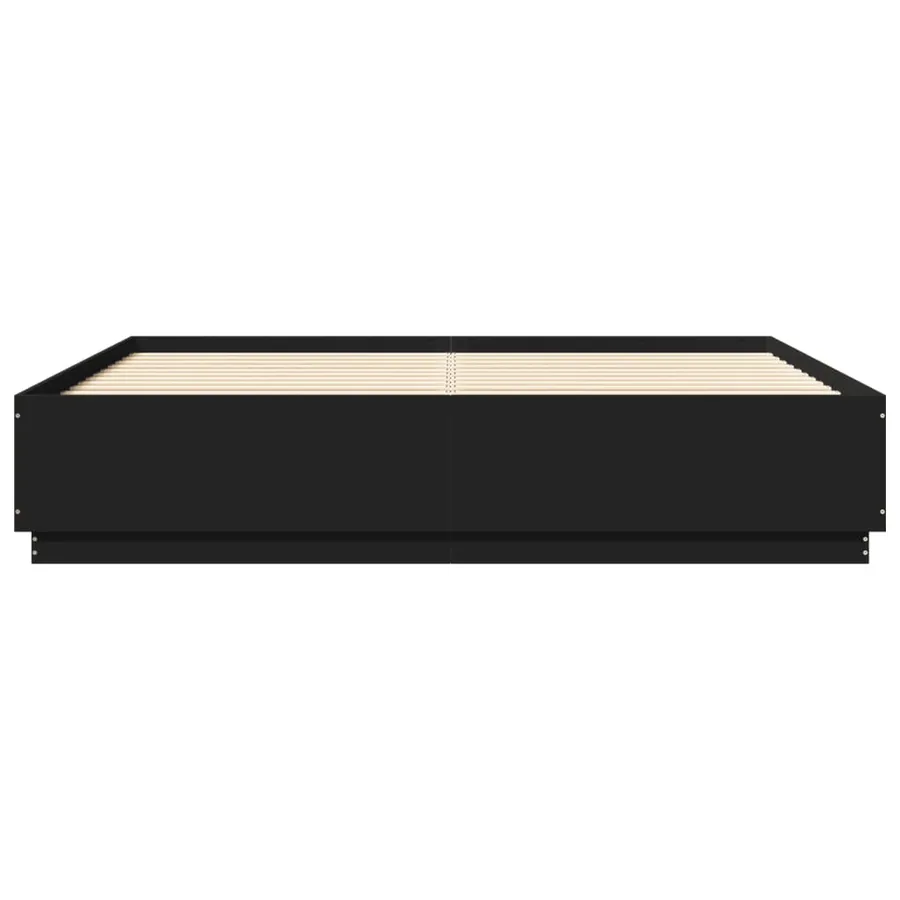 Cadre de lit avec LED sans matelas noir 200x200 cm - 6