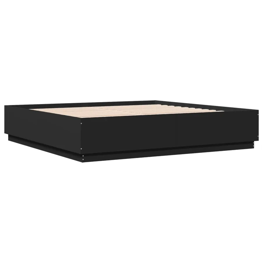 Cadre de lit avec LED sans matelas noir 200x200 cm - 8