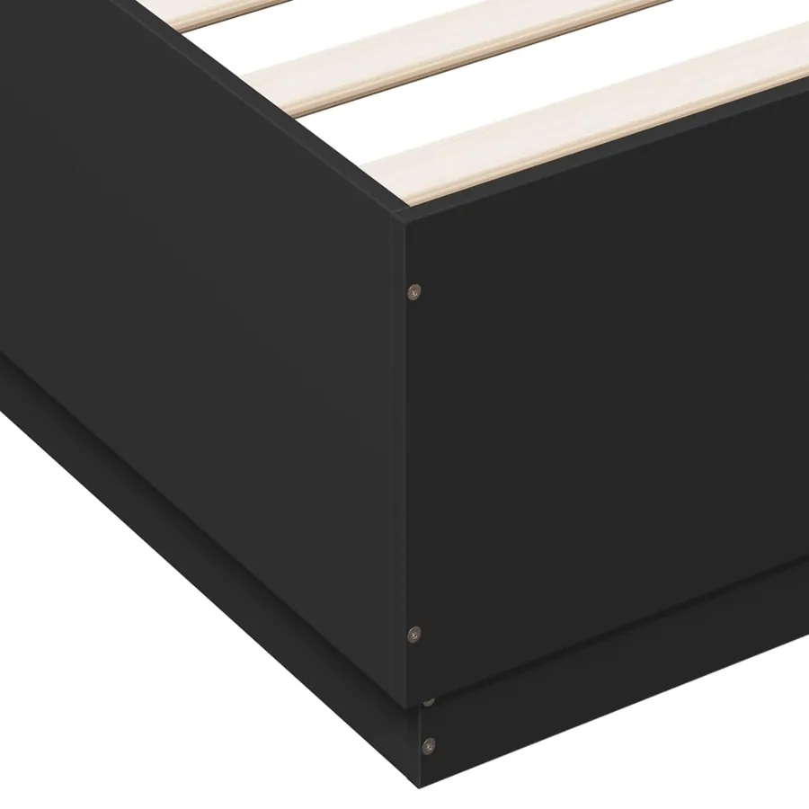 Cadre de lit avec LED sans matelas noir 200x200 cm - 9