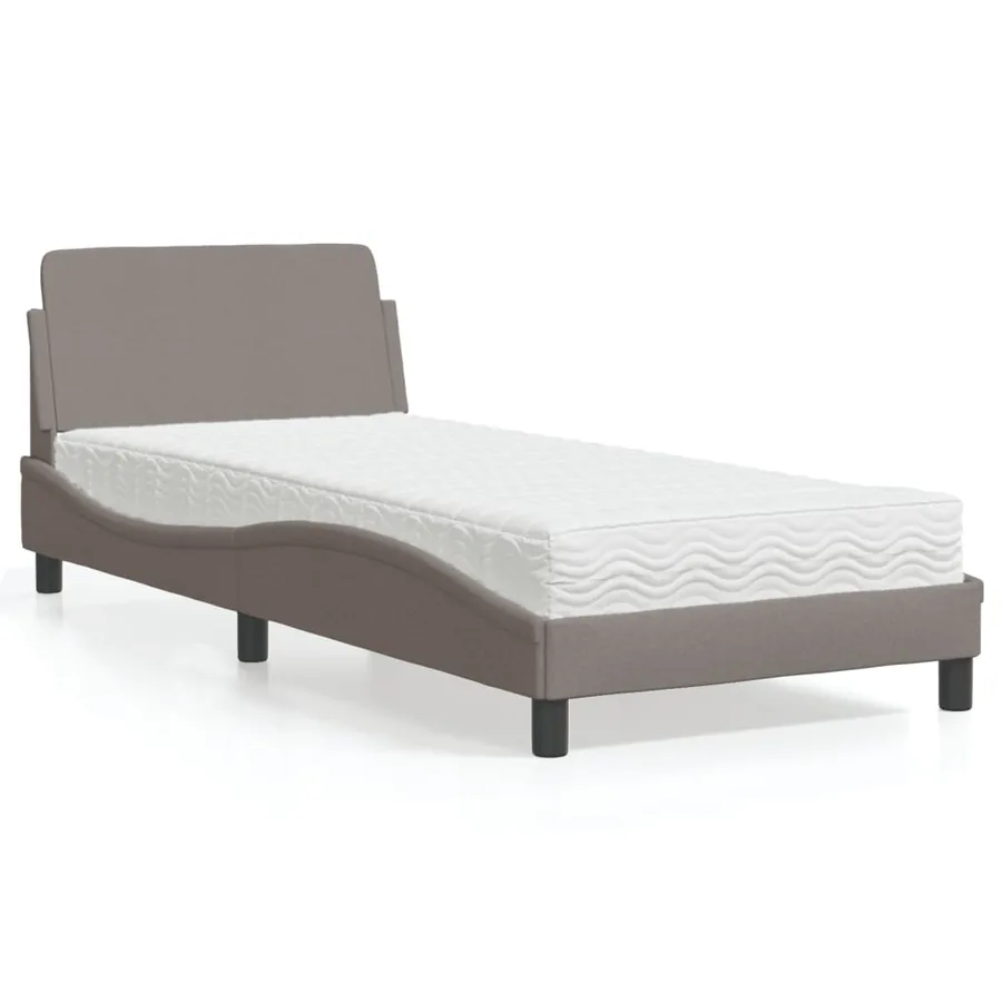 Lit avec matelas Dover taupe 90x190 cm tissu