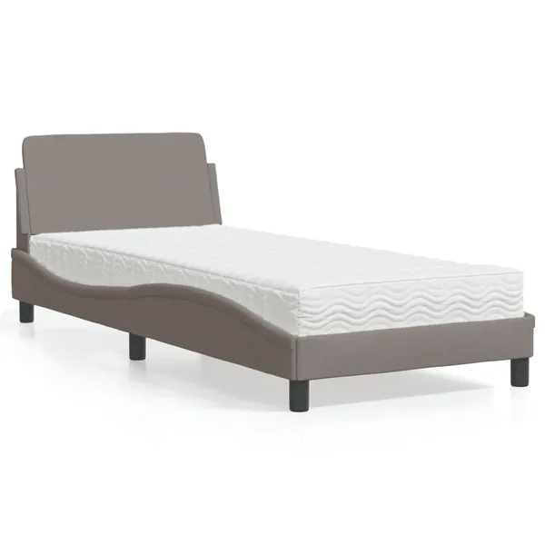 Lit avec matelas Dover taupe 90x190 cm tissu