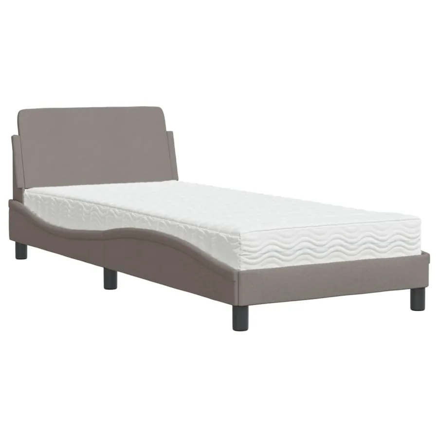 Lit avec matelas Dover taupe 90x190 cm tissu - 2