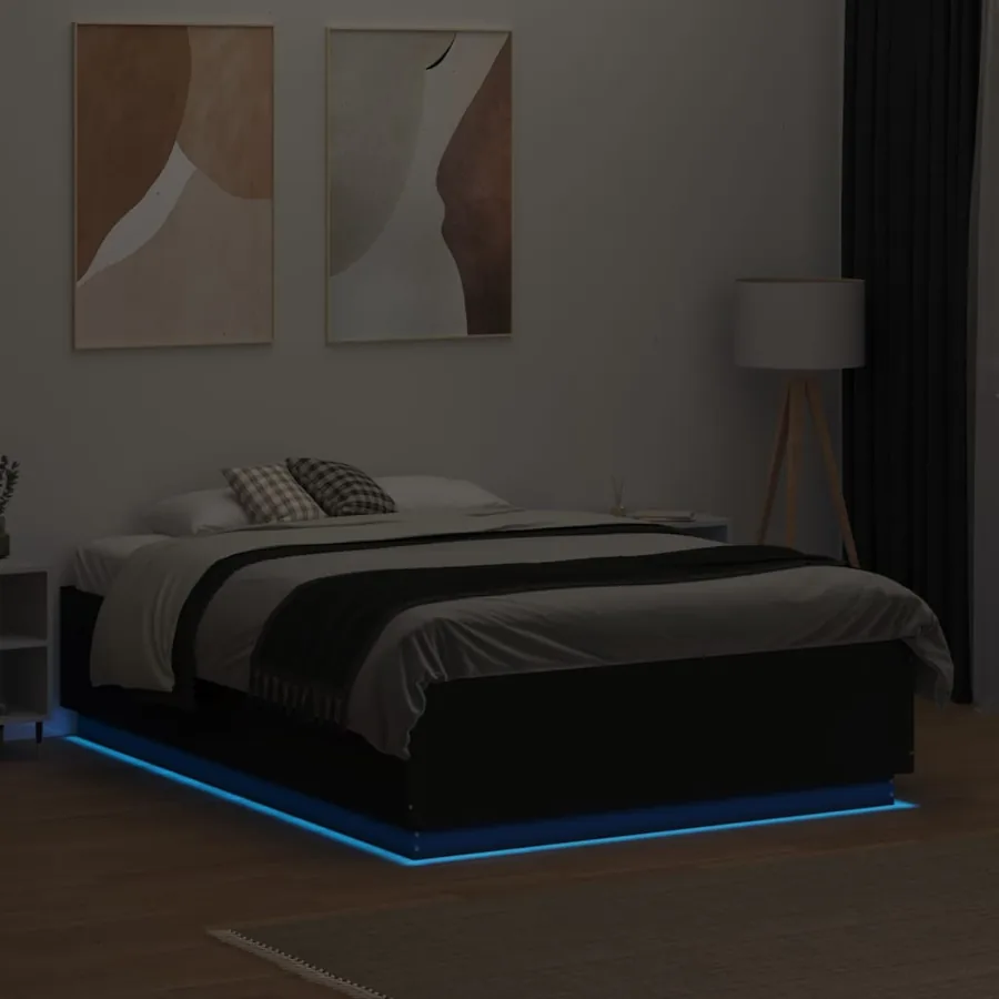 Cadre de lit avec LED sans matelas noir 120x190 cm - 4