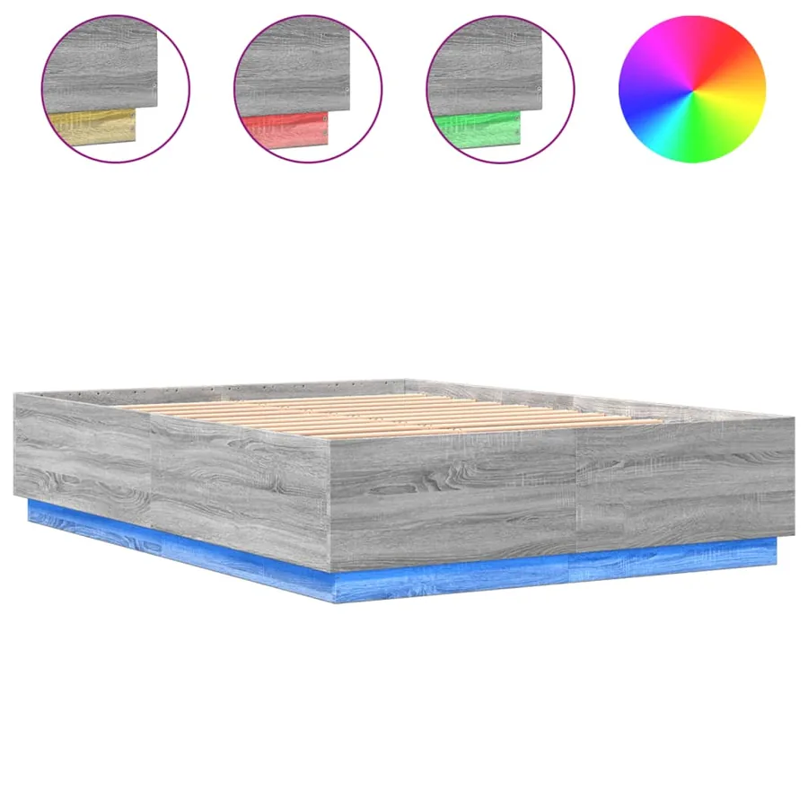 Cadre de lit avec LED sans matelas sonoma gris 120x200 cm - 2