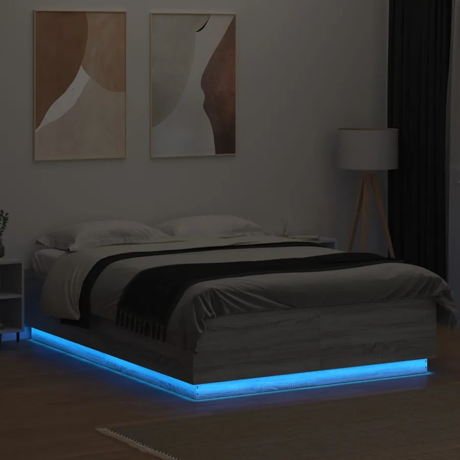 Cadre de lit avec LED sans matelas sonoma gris 120x200 cm - 4