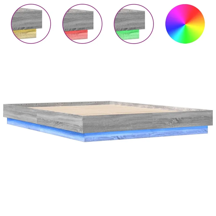 Cadre de lit avec LED sans matelas sonoma gris 140x200 cm - 2