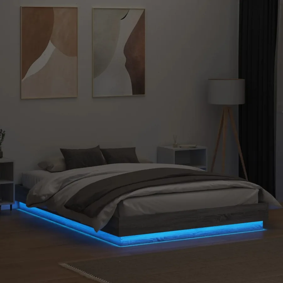 Cadre de lit avec LED sans matelas sonoma gris 140x200 cm - 4