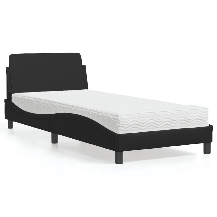Lit avec matelas Dover noir 90x190 cm similicuir