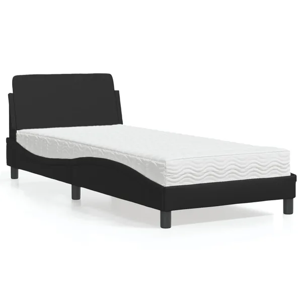 Lit avec matelas Dover noir 90x190 cm similicuir