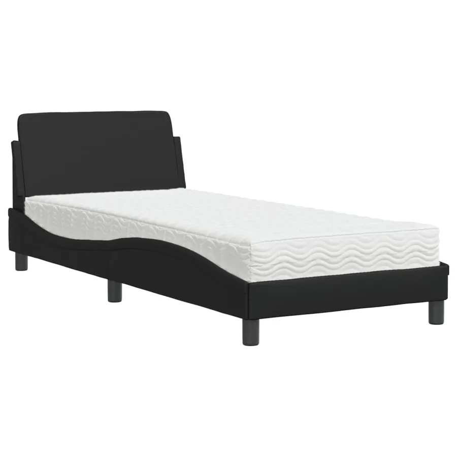 Lit avec matelas Dover noir 90x190 cm similicuir - 2
