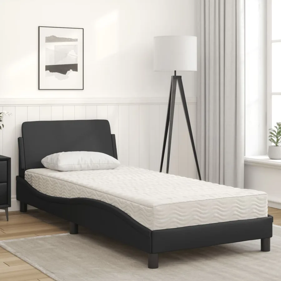 Lit avec matelas Dover noir 90x190 cm similicuir - 3