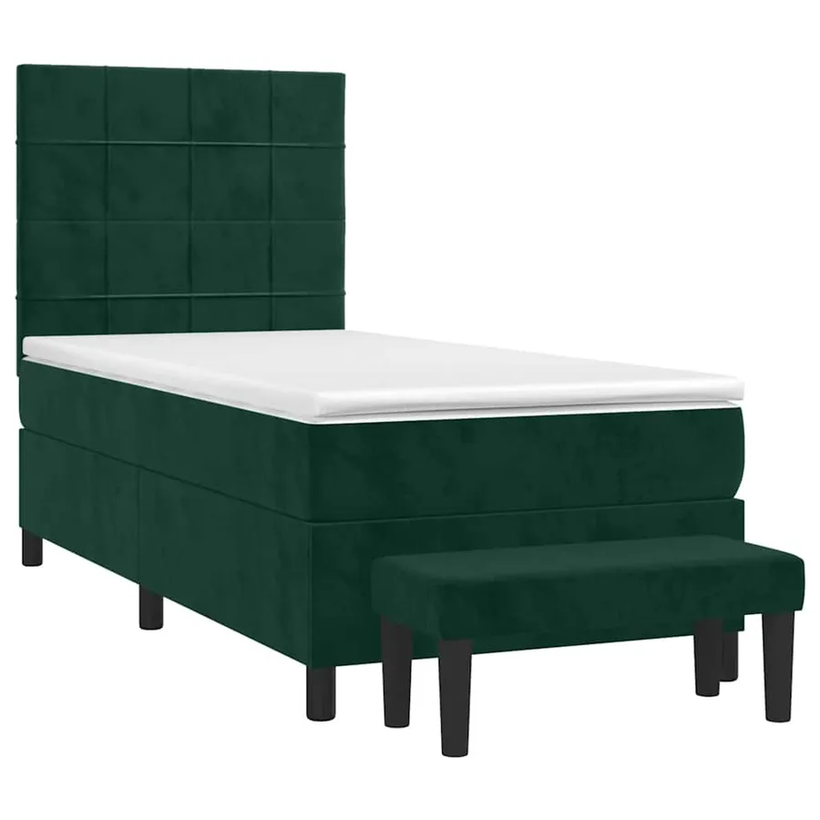 Sommier à lattes de lit et matelas Vert foncé 80x200 cm Velours - 3