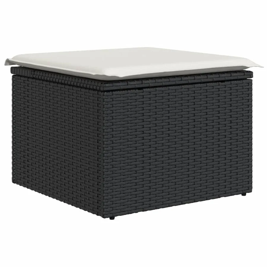 Salon de jardin 8 pcs avec coussins noir résine tressée - 4