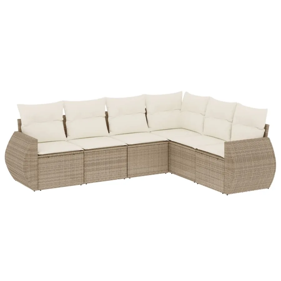 Salon de jardin avec coussins 6 pcs beige résine tressée - 2