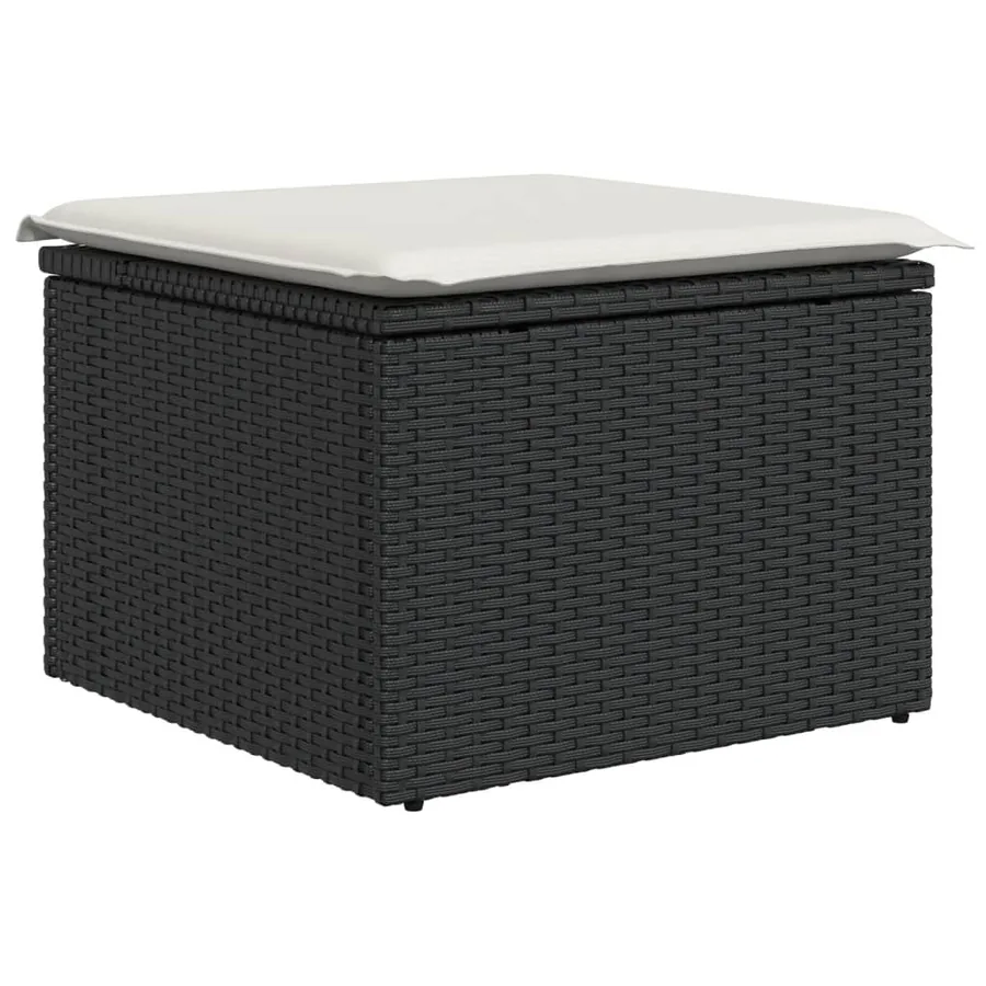 Salon de jardin 10 pcs avec coussins noir résine tressée - 3