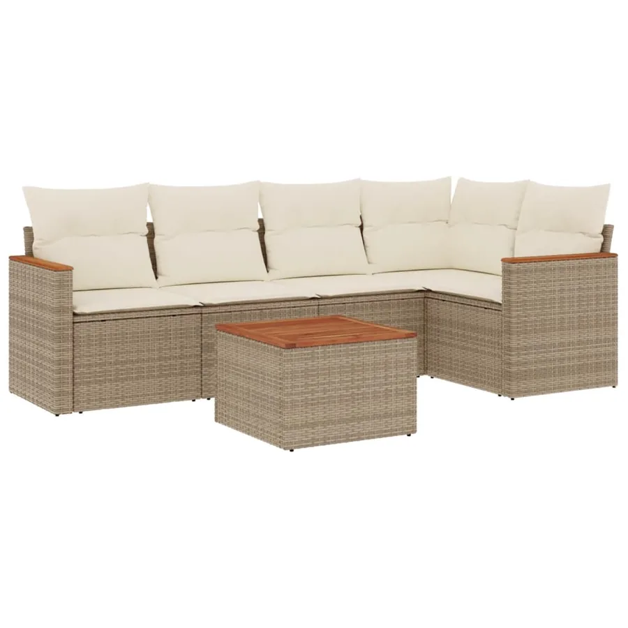 Salon de jardin avec coussins 6 pcs beige résine tressée - 2