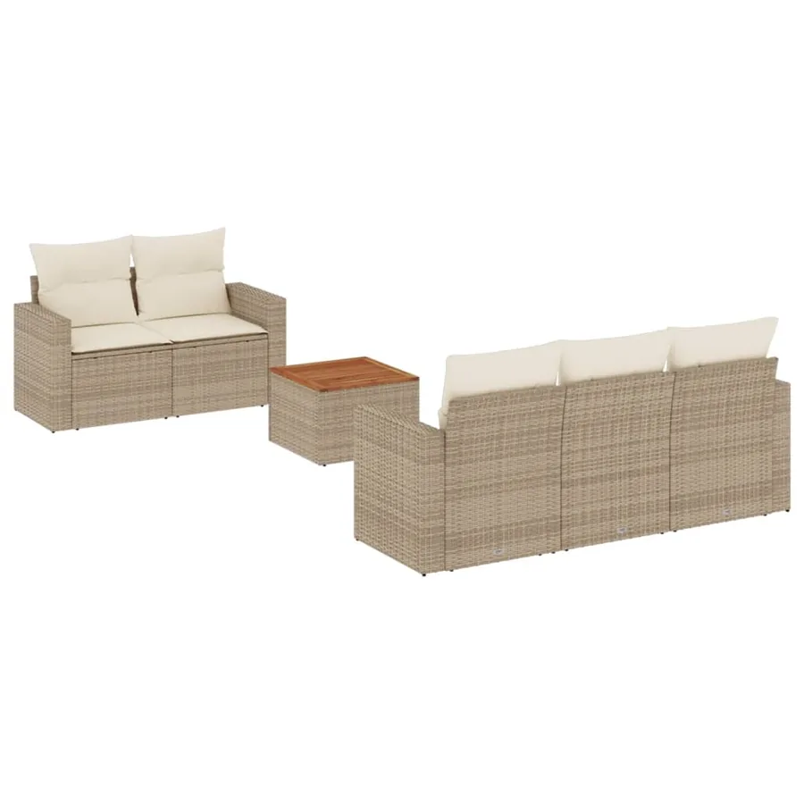 Salon de jardin avec coussins 6 pcs beige résine tressée - 2