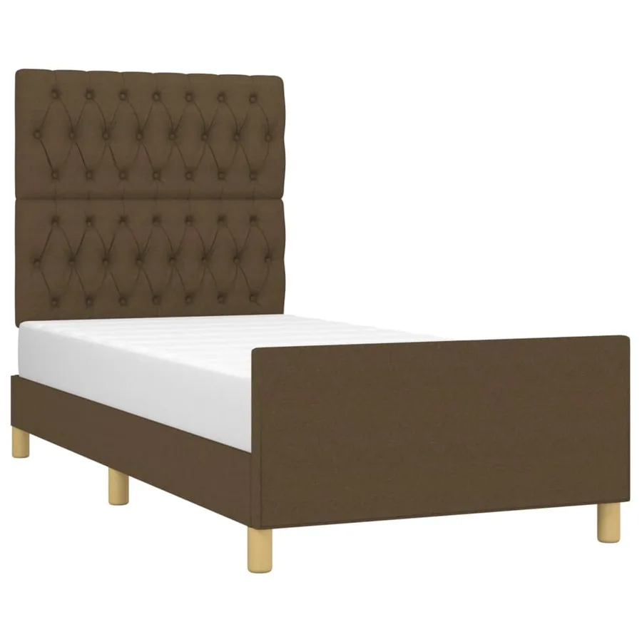 Cadre de lit sans matelas marron foncé 90x190 cm tissu - 3
