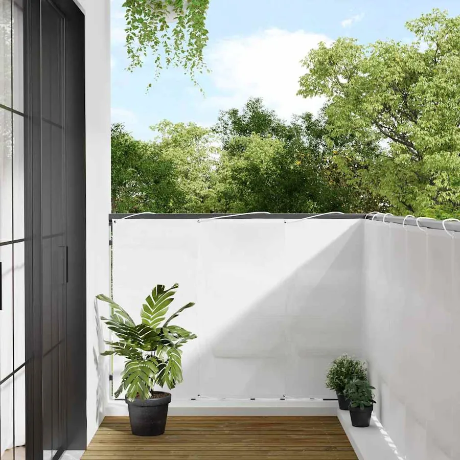 Écran de balcon blanc 120x800 cm 100% polyester oxford