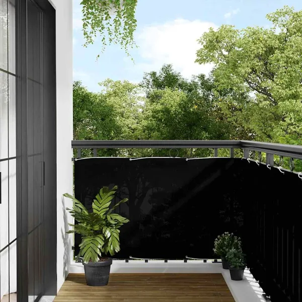 Écran de balcon noir 90x700 cm 100% polyester oxford