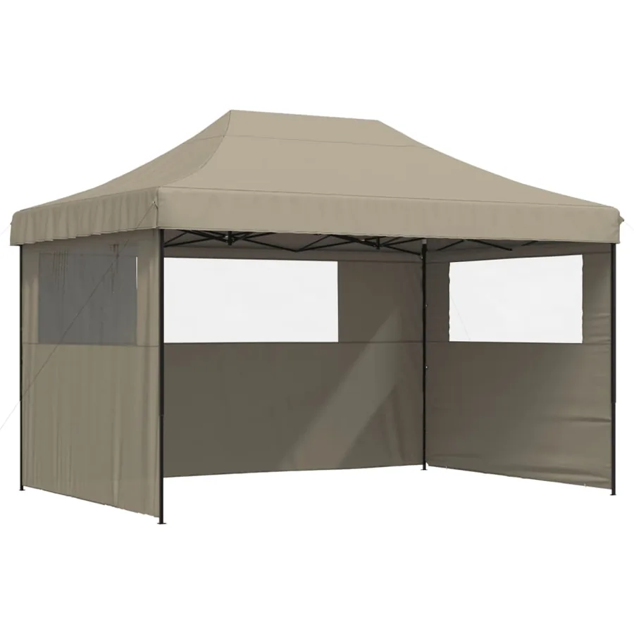 Tente de réception pliable escamotable 3 parois latérales taupe - 2